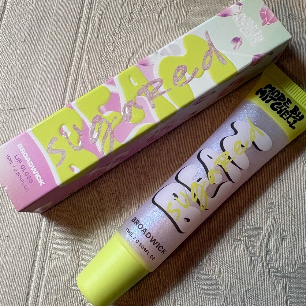 Made by Mitchell Beam Sugared LipGloss in Boardwalk Iridescent Glitter Pink BNIB